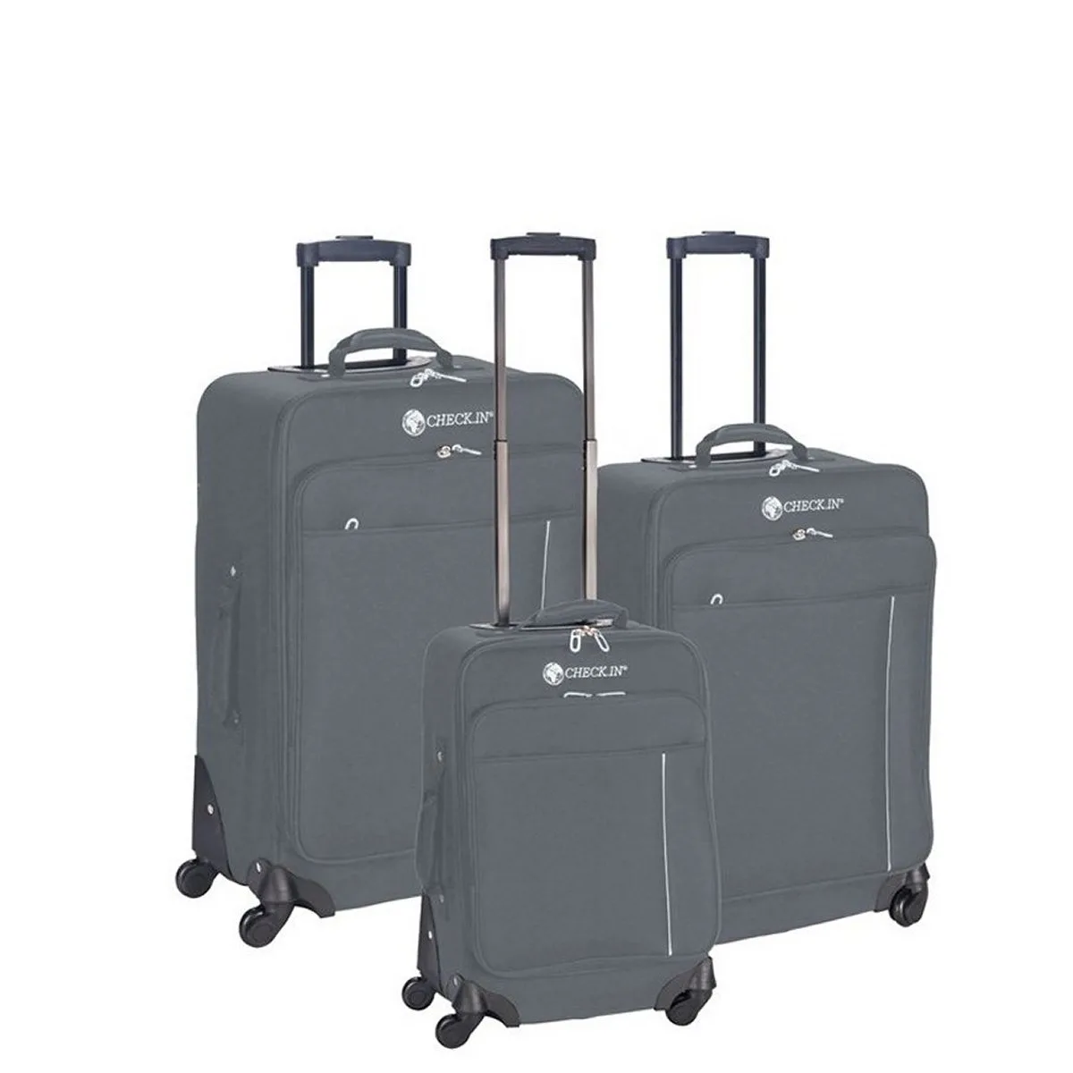 Madrid - 3er Trolleyset Grau/ Silber 3 Madrid - 3er Trolleyset Grau/ Silber