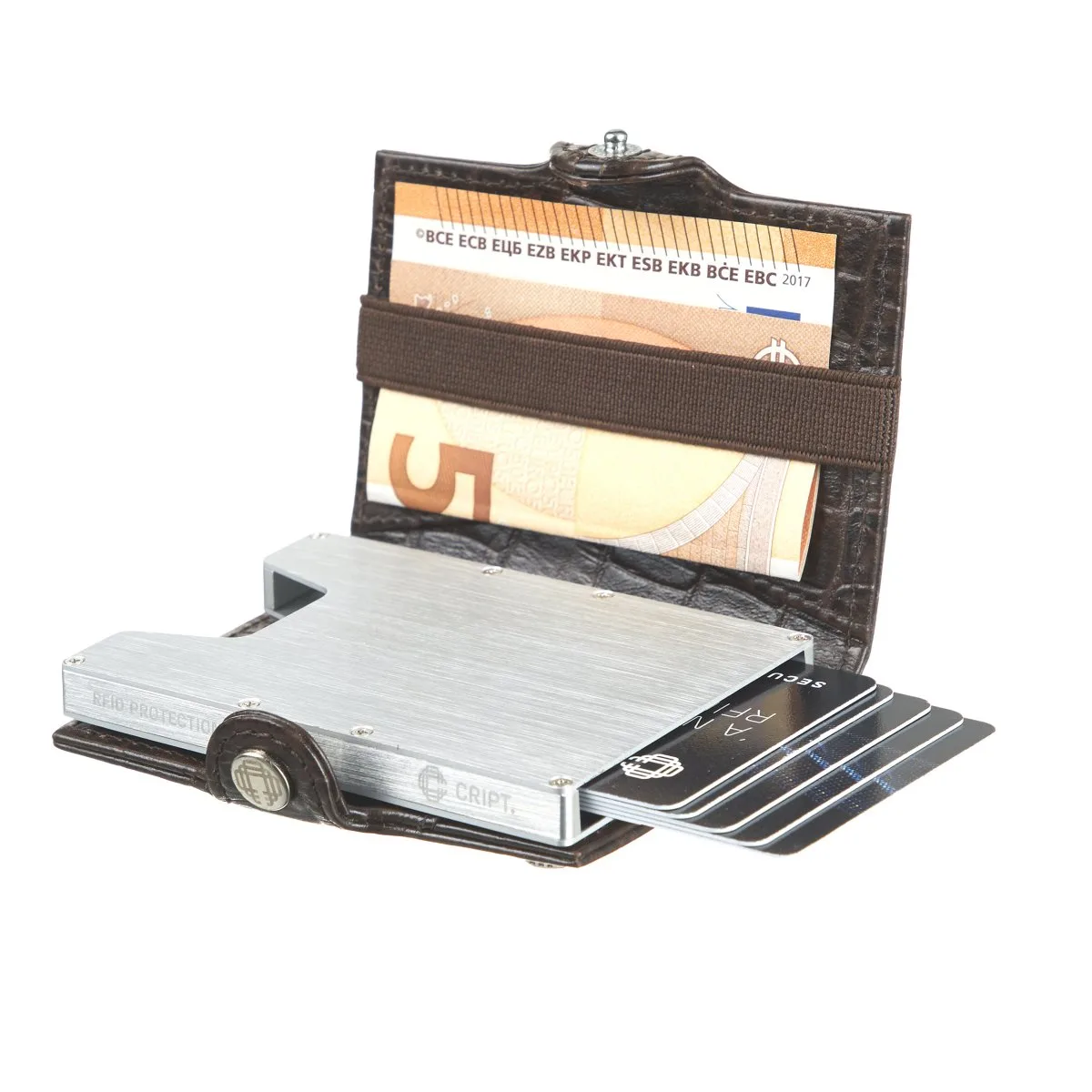 3.55 Kartenhalter Mit Münzfach Und Notenfach In Krokodil Braun 4 3.55 Kartenhalter Mit Münzfach Und Notenfach In Krokodil Braun – Bild 2