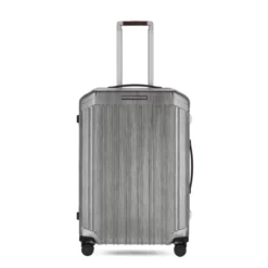 Piquadro PQ-Light - Ultra Slim Mittelgrosser Hartschalentrolley Schwarz/Leder