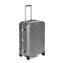 Piquadro PQ-Light - Ultra Slim Mittelgrosser Hartschalentrolley Schwarz/Leder -Koffer Verkaufs-Shop compressed BV4427PQLM NCU 4 DETT2