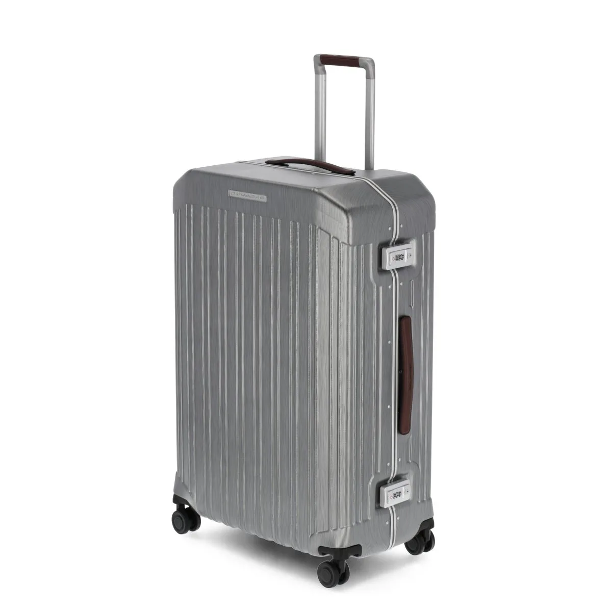 Piquadro PQ-Light - Ultra Slim Grosser Hartschalentrolley Schwarz/Leder 5 Piquadro PQ-Light - Ultra Slim Grosser Hartschalentrolley Schwarz/Leder – Bild 3