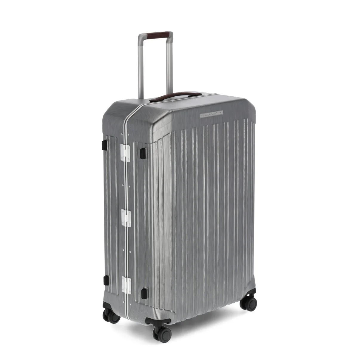 Piquadro PQ-Light - Ultra Slim Grosser Hartschalentrolley Schwarz/Leder 6 Piquadro PQ-Light - Ultra Slim Grosser Hartschalentrolley Schwarz/Leder – Bild 4