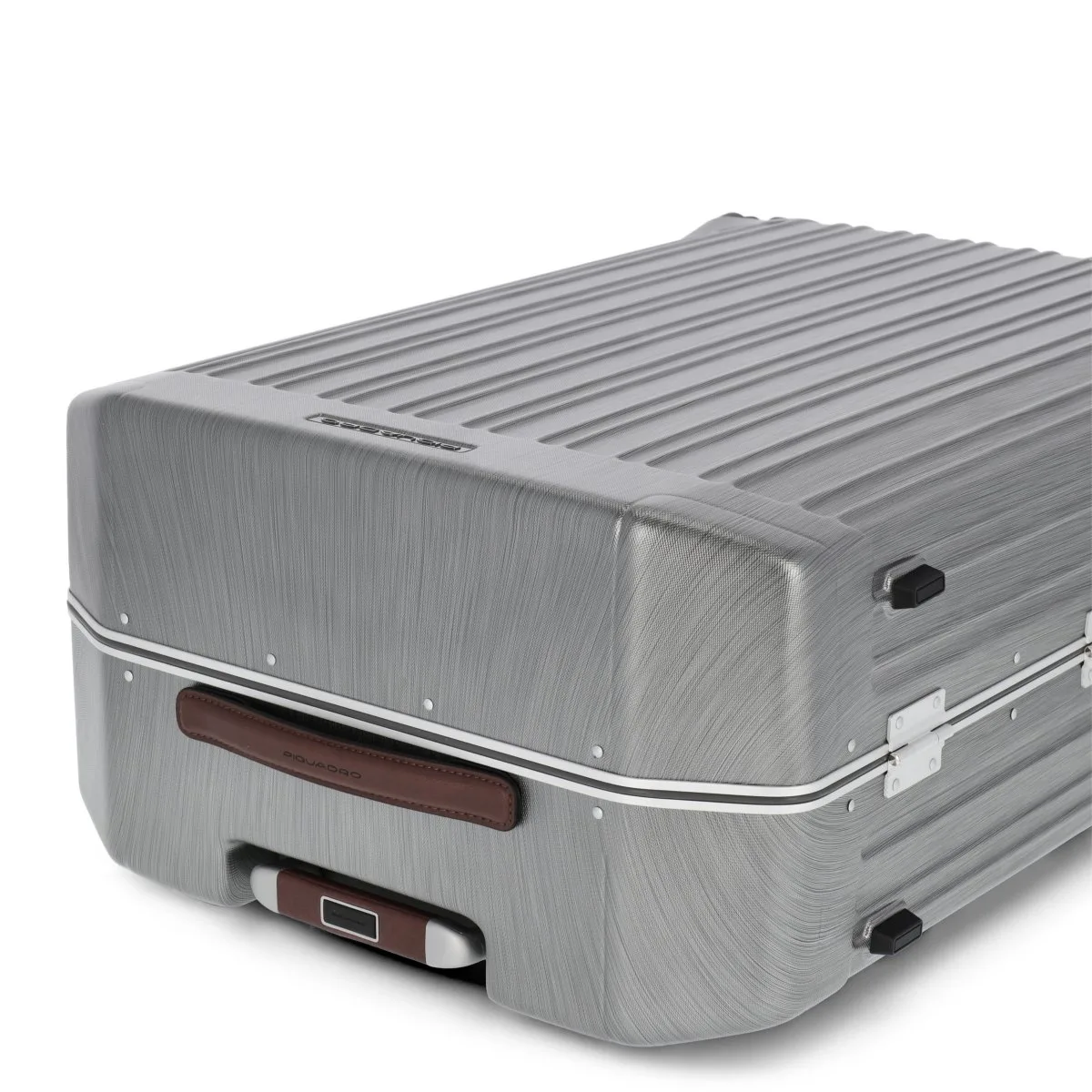 Piquadro PQ-Light - Ultra Slim Grosser Hartschalentrolley Schwarz/Leder 9 Piquadro PQ-Light - Ultra Slim Grosser Hartschalentrolley Schwarz/Leder – Bild 7