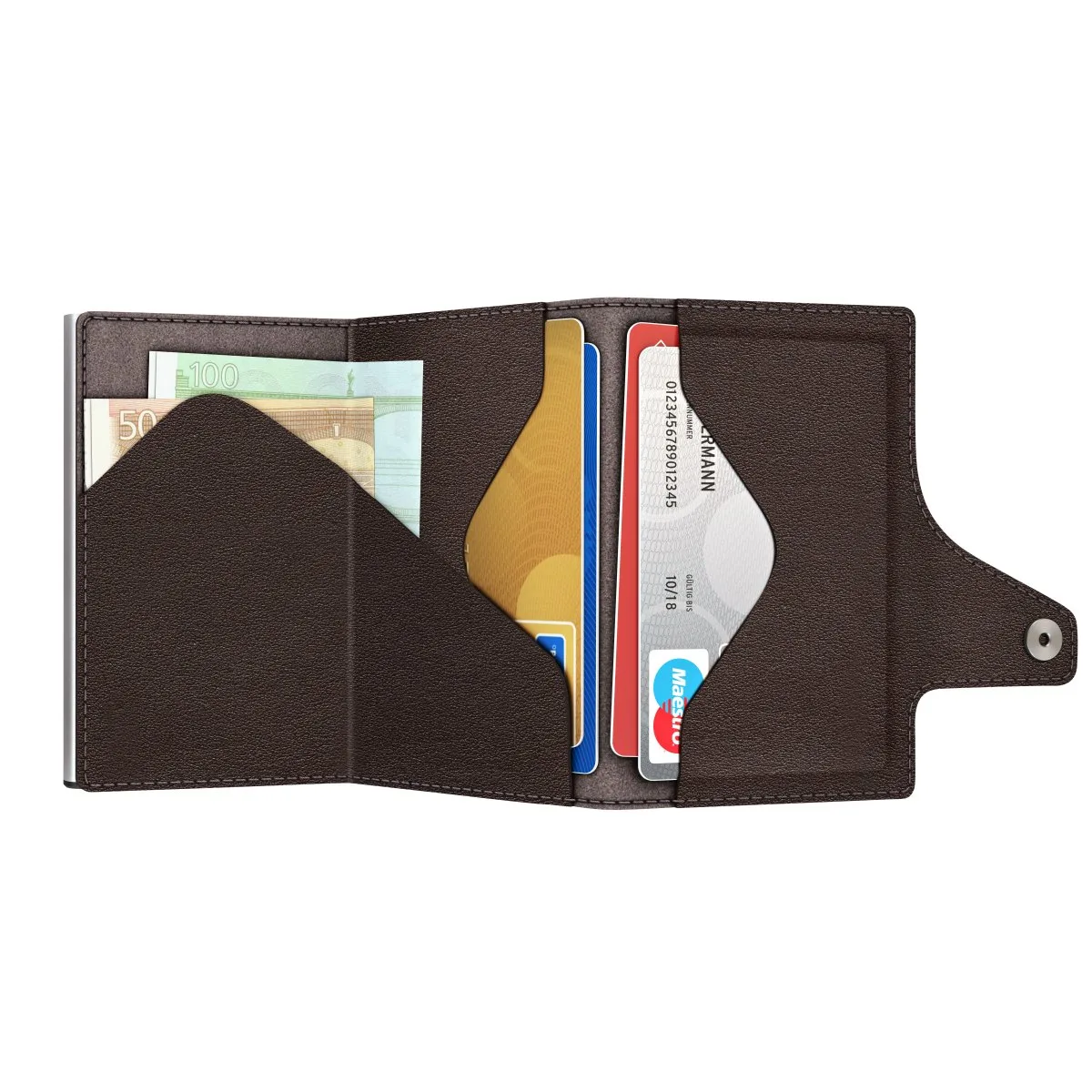 Wallet Click & Slide Coin Pocket Nappa Brown/Silver 6 Wallet Click & Slide Coin Pocket Nappa Brown/Silver – Bild 4
