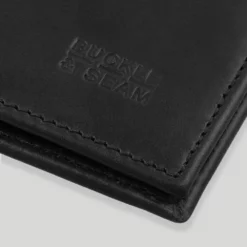 Leder Portemonnaie Bill Schwarz -Koffer Verkaufs-Shop compressed Bill Black Closed Closeup third