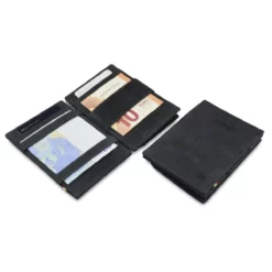 Cavare - Magic Portemonnaie Mit Münzfach In Carbon Schwarz Aus Vintage Leder -Koffer Verkaufs-Shop compressed MW CP3 CB 4