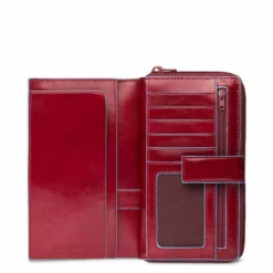 Piquadro Blue Square - Damengeldbörse Mit Münz Und Handyfach In Rot