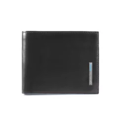 Piquadro Blue Square - Herrenbrieftasche Mit Klapp-Ausweisfenster Und Münzfach In Schwarz