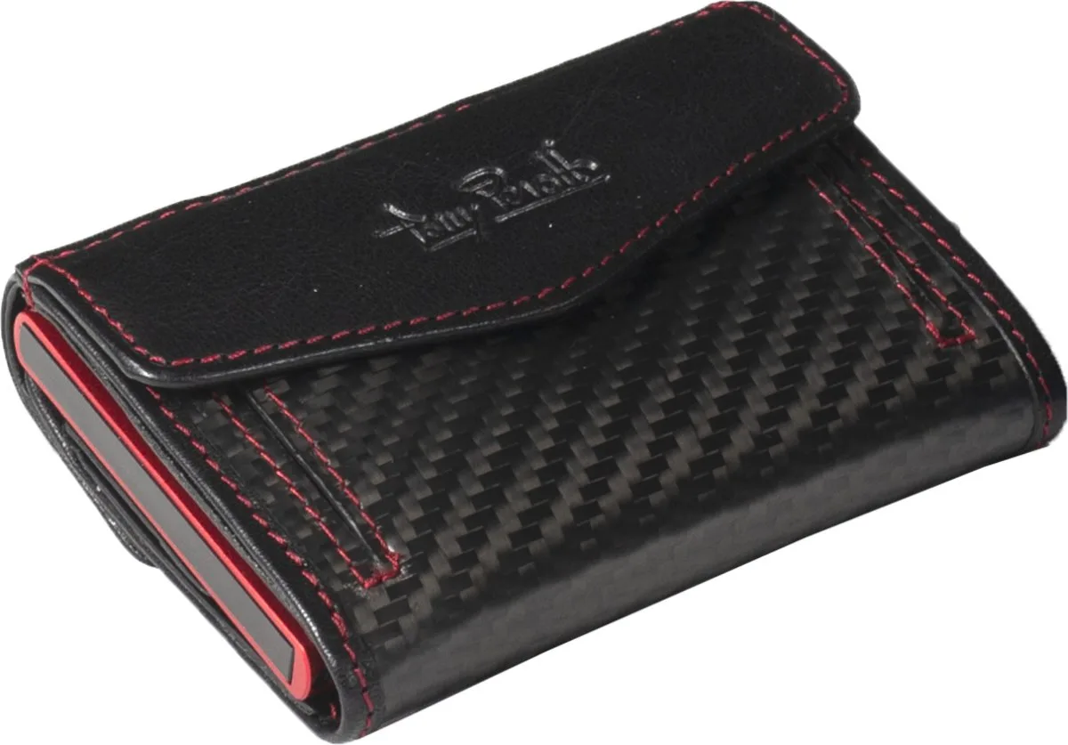 Furbo Kreditkartenetui Carbon Schwarz/Rot Mit Papier Und Münzgeldfach 3 Furbo Kreditkartenetui Carbon Schwarz/Rot Mit Papier Und Münzgeldfach