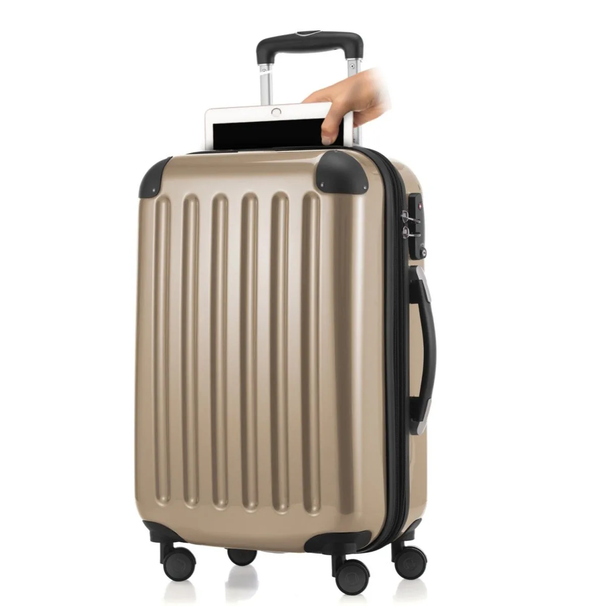 Alex - Handgepäck Hartschale Glänzend Mit Laptopfach In Champagner 3 Alex - Handgepäck Hartschale Glänzend Mit Laptopfach In Champagner