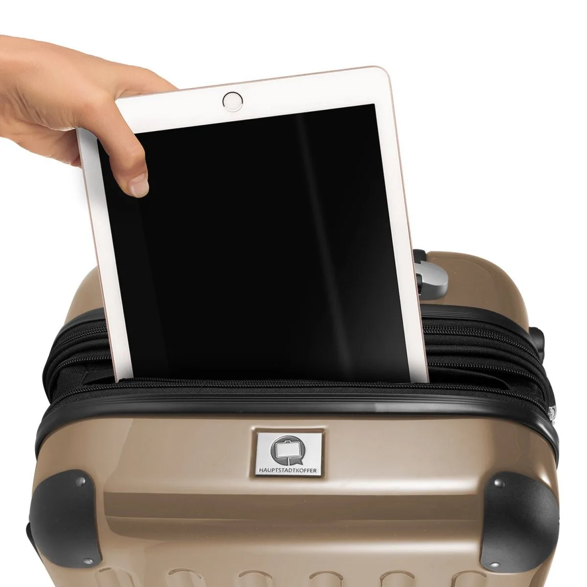 Alex - Handgepäck Hartschale Glänzend Mit Laptopfach In Champagner 4 Alex - Handgepäck Hartschale Glänzend Mit Laptopfach In Champagner – Bild 2