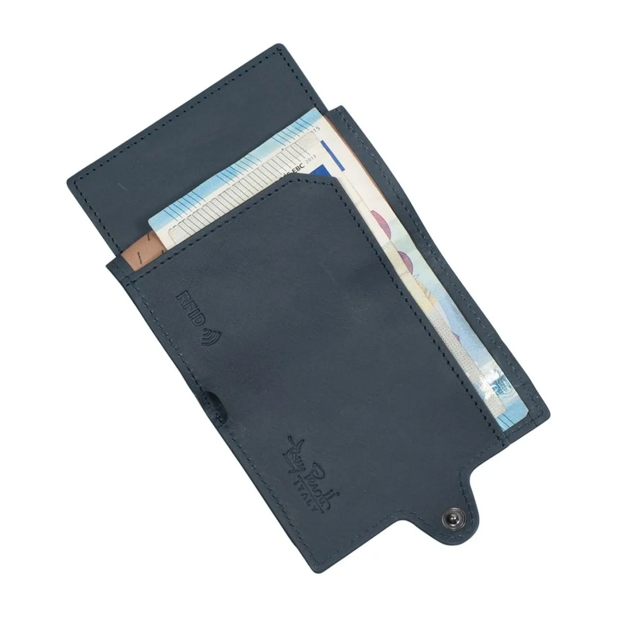 Furbo RFID-Kartenhalter Aus Leder Mit Banknotenfach Und AirTag-Etui In Blau 7 Furbo RFID-Kartenhalter Aus Leder Mit Banknotenfach Und AirTag-Etui In Blau – Bild 5